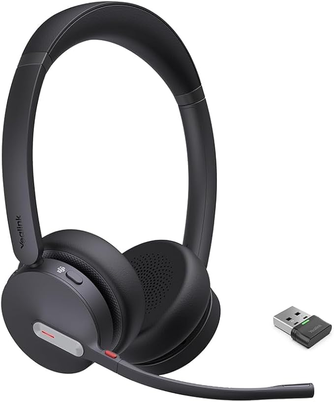 Vista frontal limpia del Yealink BH70 Dual Teams USB-A con dongle USB-A