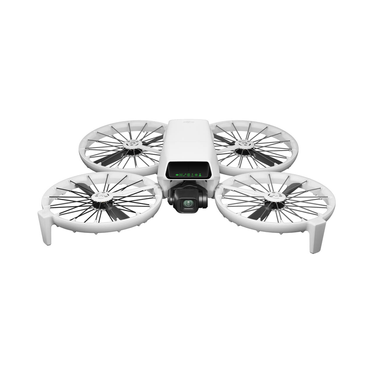 Vista frontal limpia del dron DJI Flip
