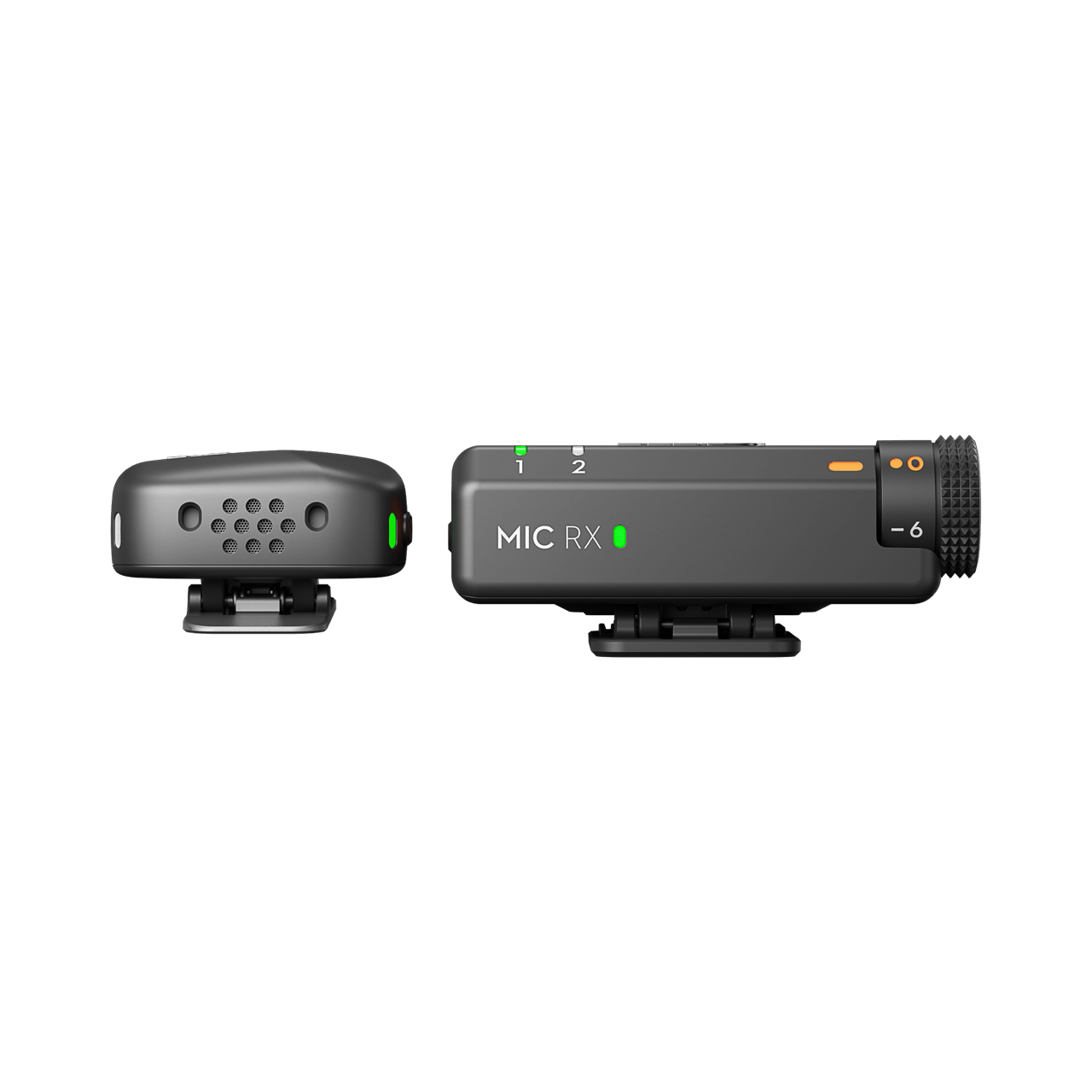 Vista limpia del DJI Mic Mini con transmisor y receptor