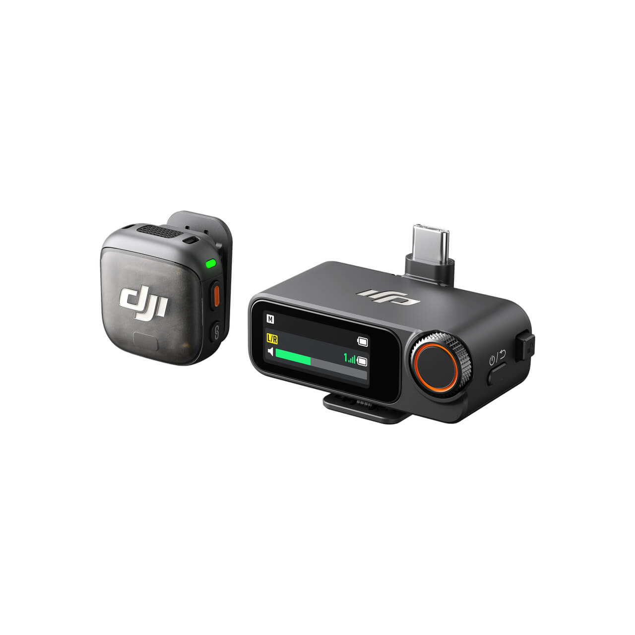 Vista limpia del DJI Mic 3 con transmisor y receptor
