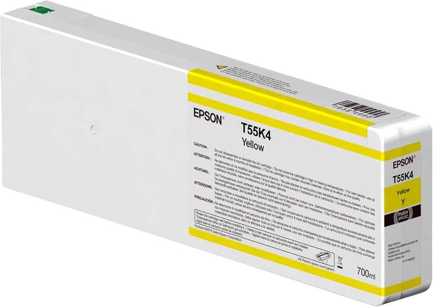 Paquete de tinta Epson T46C420 UltraChrome DS amarilla aislado sobre fondo claro
