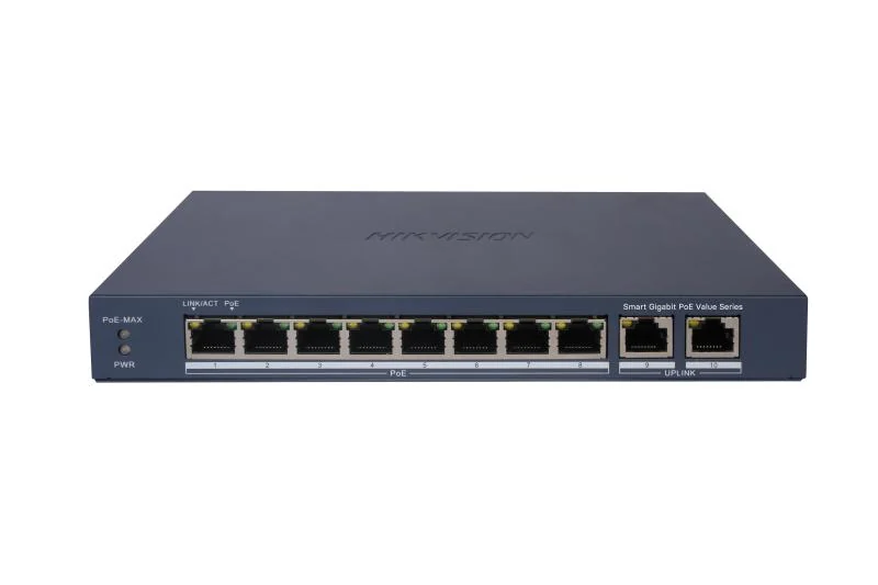 Vista oficial del switch PoE inteligente Hikvision DS-3E1510P-EI/M