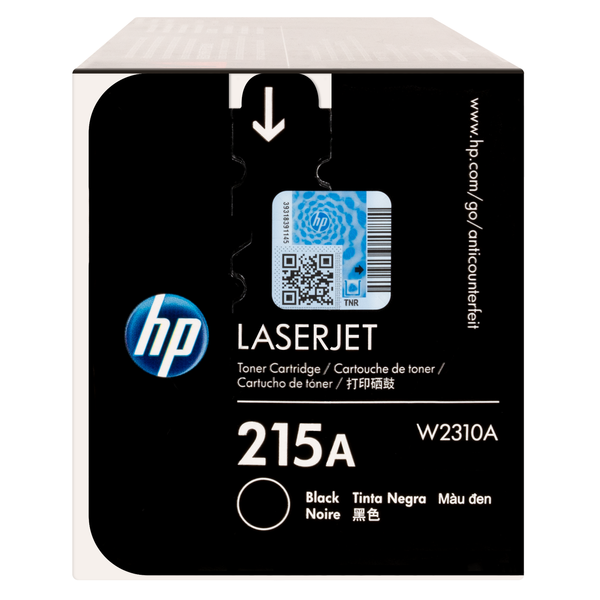 Cartucho de tóner original HP 215A negro W2310A aislado sobre fondo blanco