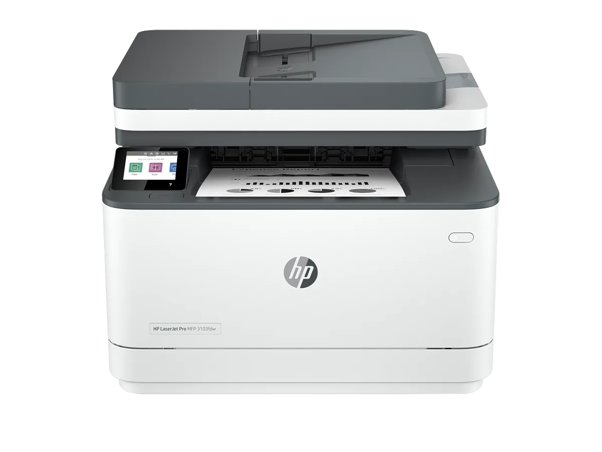 Vista frontal de la impresora HP LaserJet Pro MFP 3103fdw