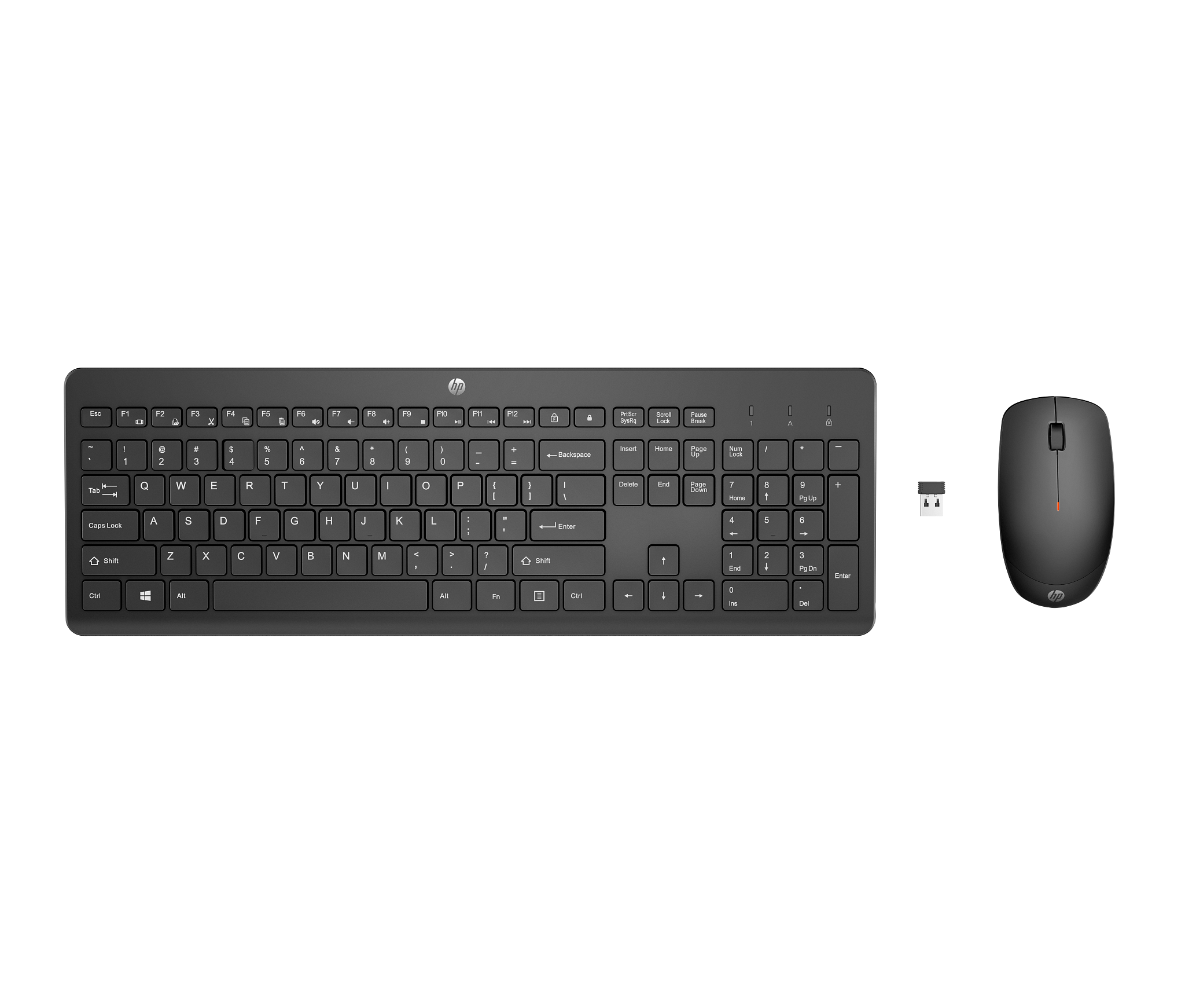 Vista frontal oficial del combo HP 230 Wireless Mouse and Keyboard 18H24AA