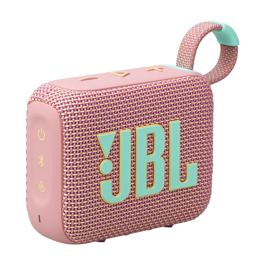 Vista principal del parlante portátil JBL Go 4 rosa