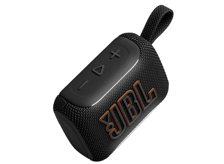 Vista frontal superior del parlante JBL Go 5 negro