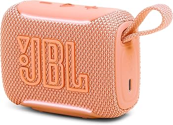 Vista frontal lateral del parlante JBL Go 5 naranja