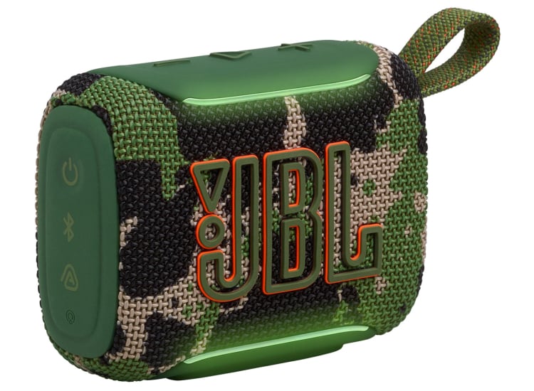 Vista frontal angular del parlante JBL Go 5 Squad