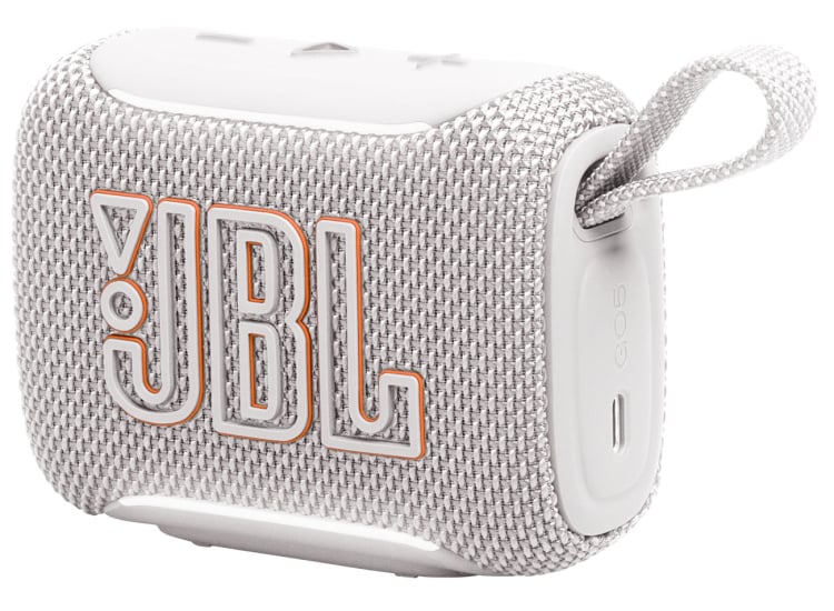 Vista frontal del parlante portátil JBL Go 5 blanco