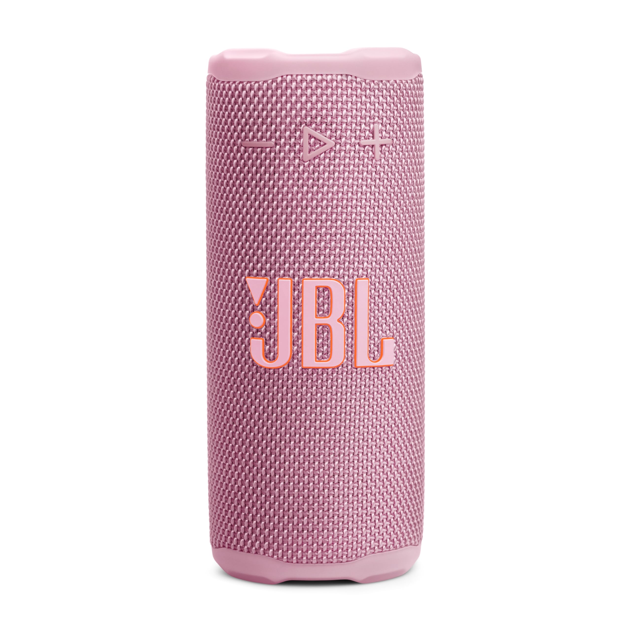 Vista frontal del parlante portátil JBL Grip rosa