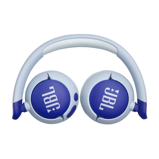 Vista frontal de los audífonos infantiles JBL Junior 320BT azules