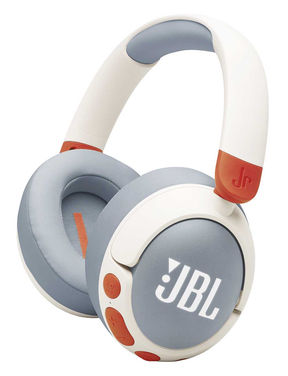 Vista angular de los audífonos infantiles JBL Junior 470NC blanco