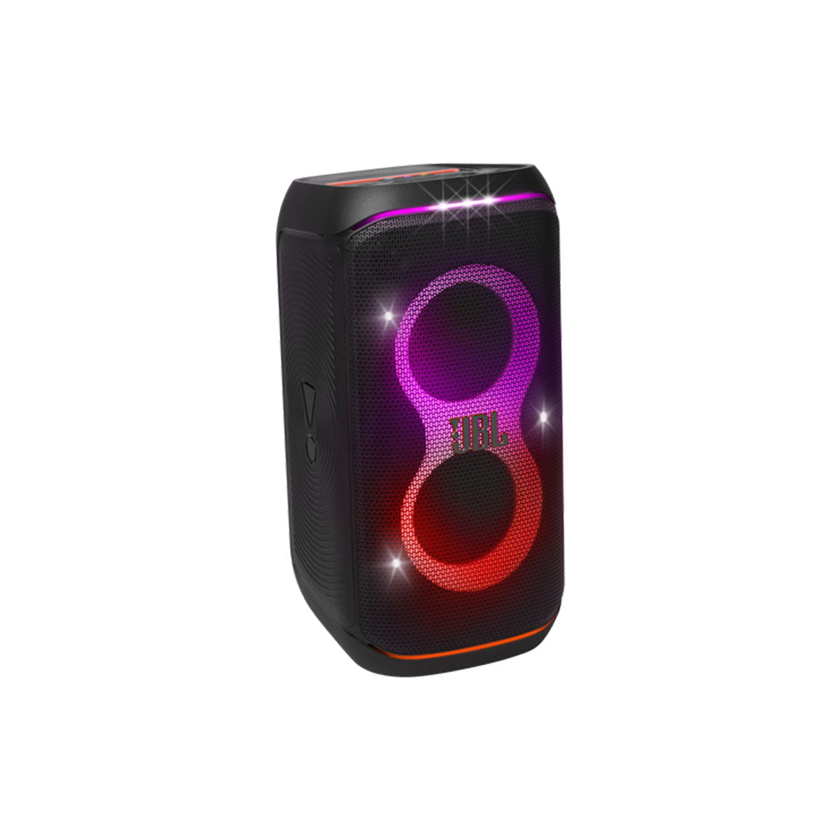 Vista frontal angular del parlante JBL PartyBox Club 120 negro