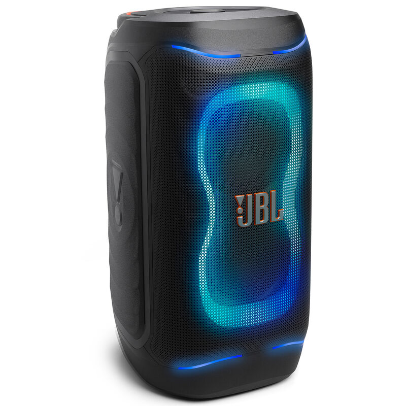 Vista frontal angular del parlante JBL PartyBox 130 negro