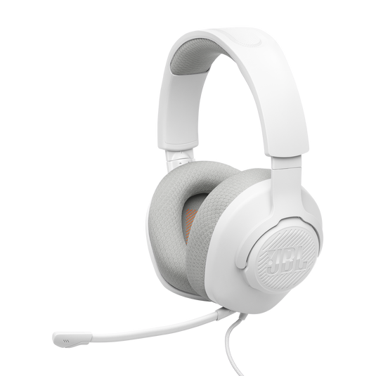 Vista frontal angular del audífono gaming JBL Quantum 100M2 blanco