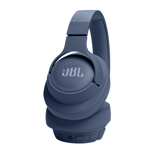 Vista angular de los audífonos inalámbricos JBL Tune 720BT azules