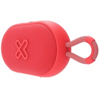 Vista del parlante portátil Klip Xtreme GrooveSplash KBS-030RD rojo sobre fondo blanco