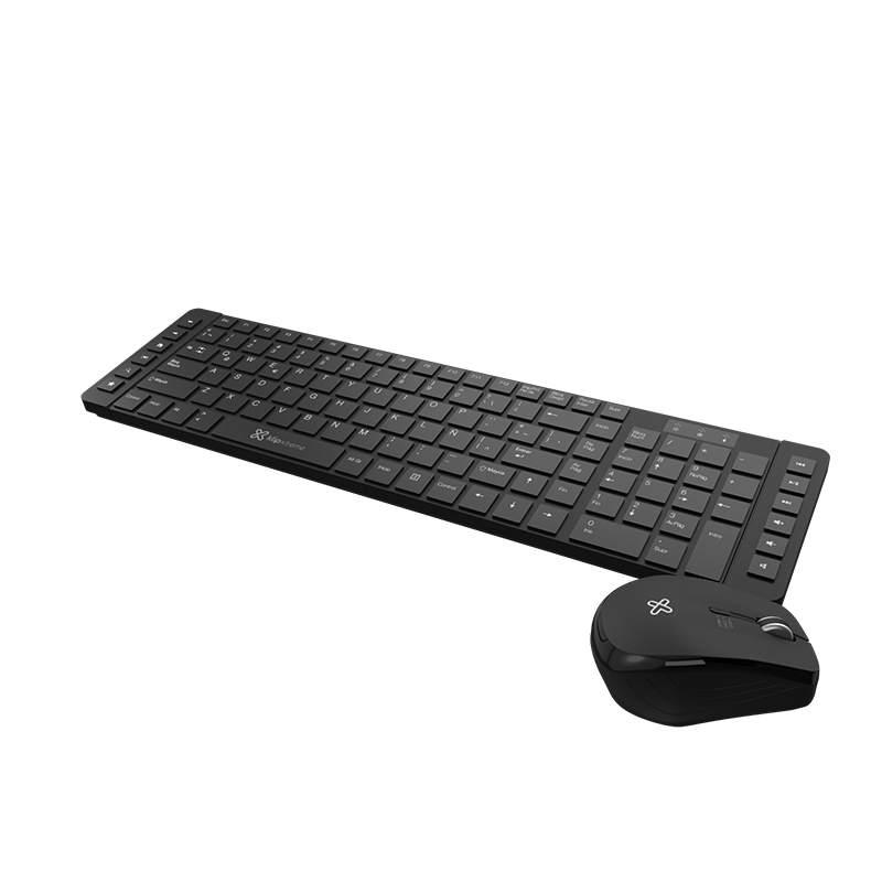 Vista del combo teclado y ratón Klip Xtreme Revolution KCK-270S sobre fondo blanco