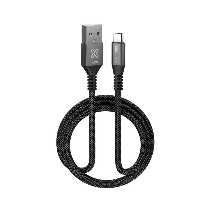 Vista oficial aislada del cable Klip Xtreme PowerGo 050 KAC-050-6FT, USB-A a USB-C, sobre fondo blanco