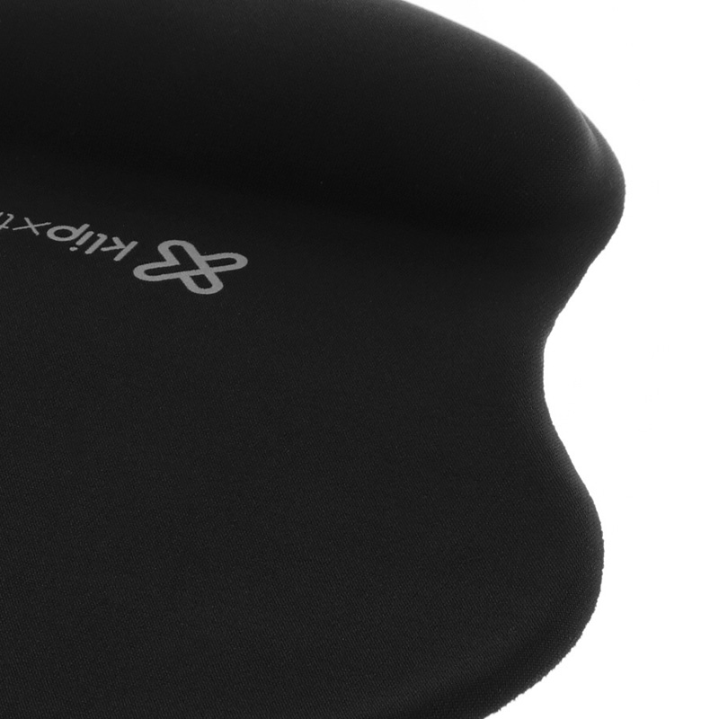 Vista del reposamuñecas de gel Klip Xtreme KMP-100B negro sobre fondo blanco