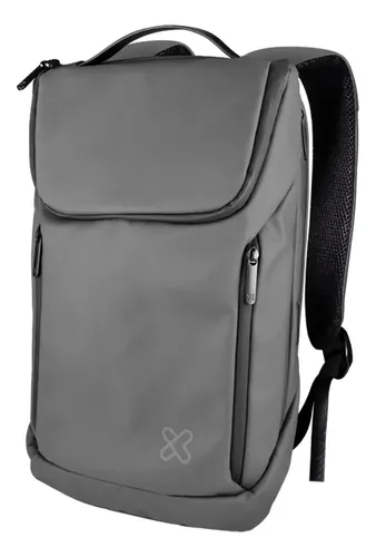 Vista angular limpia de la mochila Klip Xtreme Evergo KNB-905GR gris sobre fondo blanco