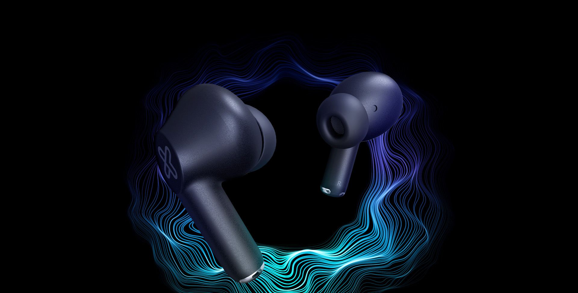 Vista de los auriculares Klip Xtreme Buds-Fi KTE-015BK negros