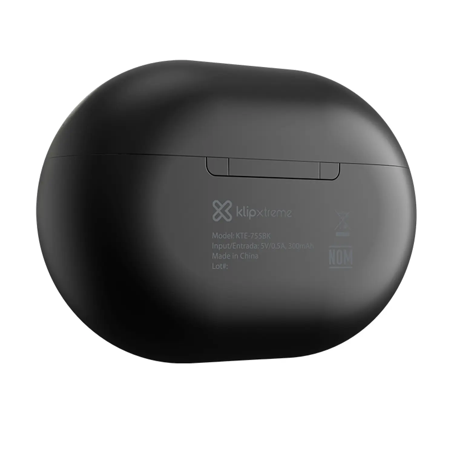 Estuche del Klip Xtreme EdgeBuds KTE-755BK negro sobre fondo blanco