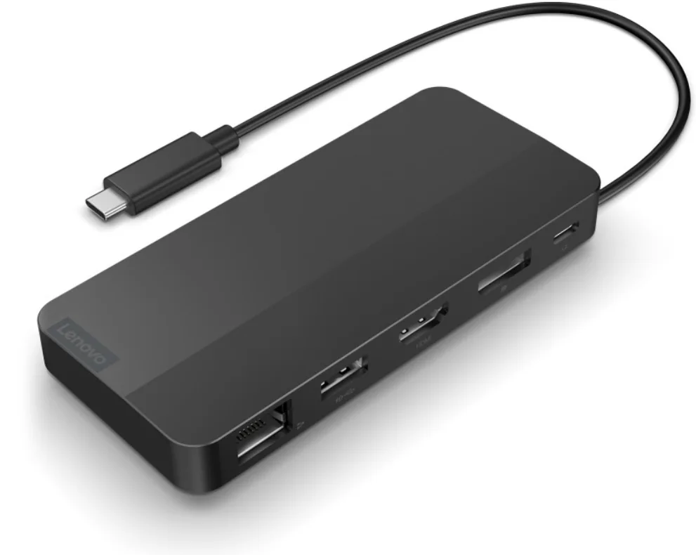Vista superior oficial del dock Lenovo USB-C Dual Display Travel Dock