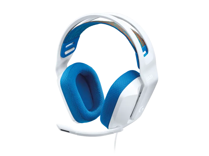 Vista frontal oficial limpia de Logitech G335 blanco