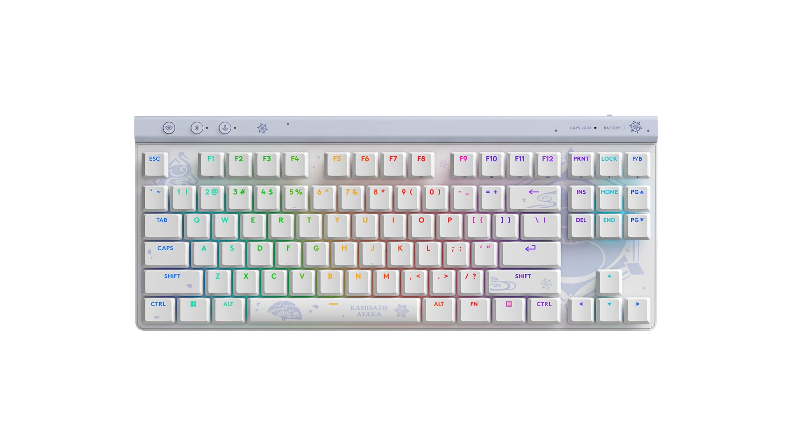 Vista oficial del teclado Logitech G515 Kamisato Ayaka Special Edition