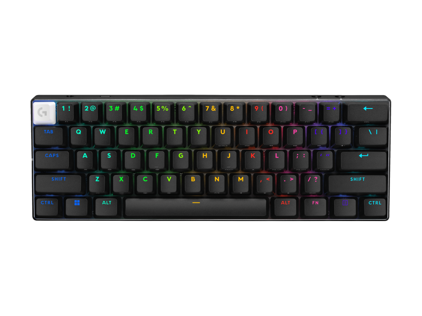 Vista frontal limpia del teclado Logitech G PRO X 60 negro