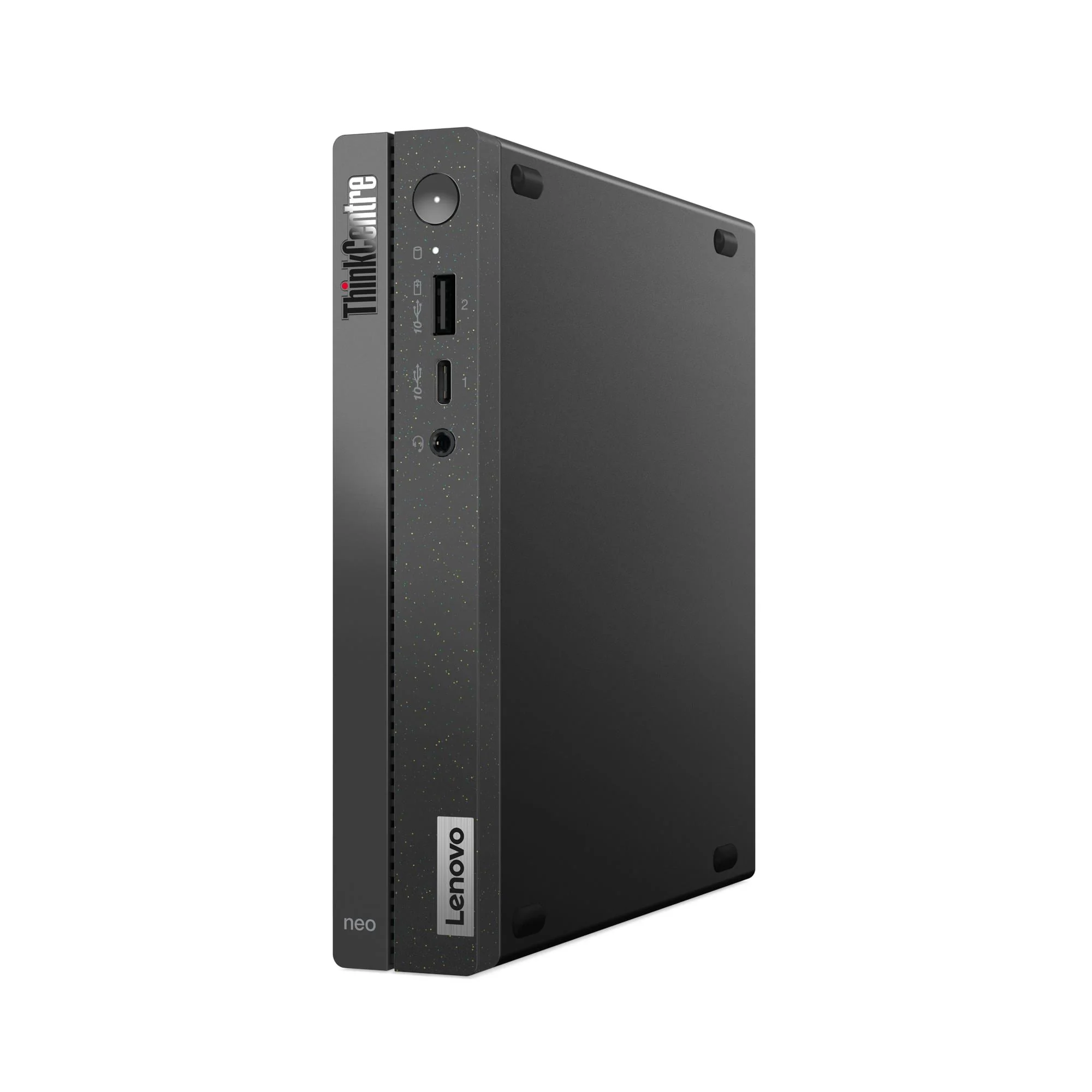 Vista lateral oficial de la familia Lenovo ThinkCentre neo 50q Gen 4
