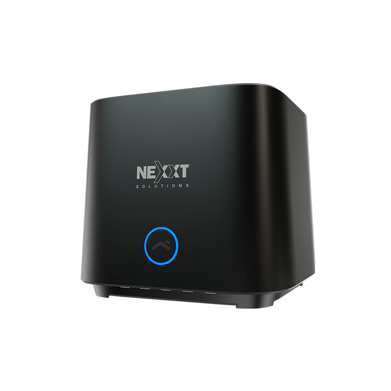 Vista limpia de la familia de routers Nexxt Home Bolt AC1200