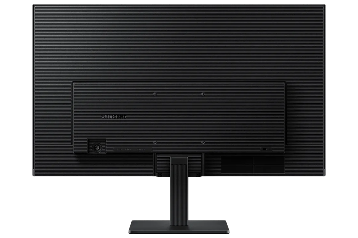 Vista posterior oficial de la familia Samsung Essential Monitor S3 S32GF de 27 pulgadas