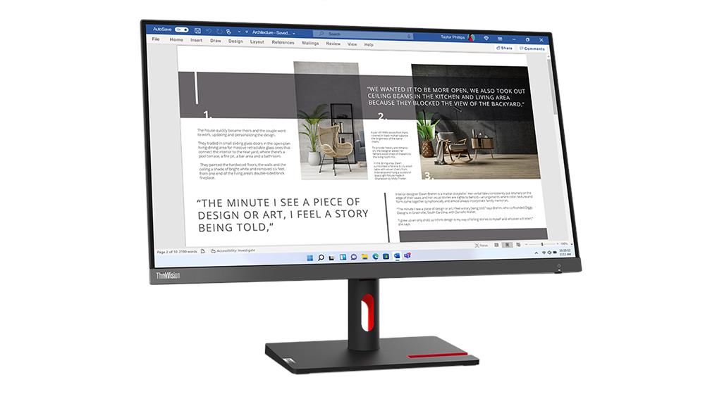 Vista frontal angular oficial del monitor Lenovo ThinkVision S27i-30