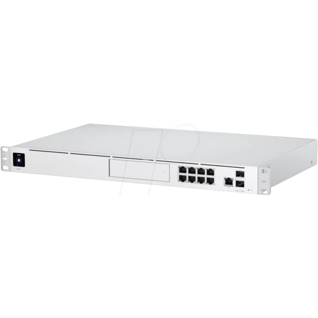 Vista frontal limpia de Ubiquiti Dream Machine Pro
