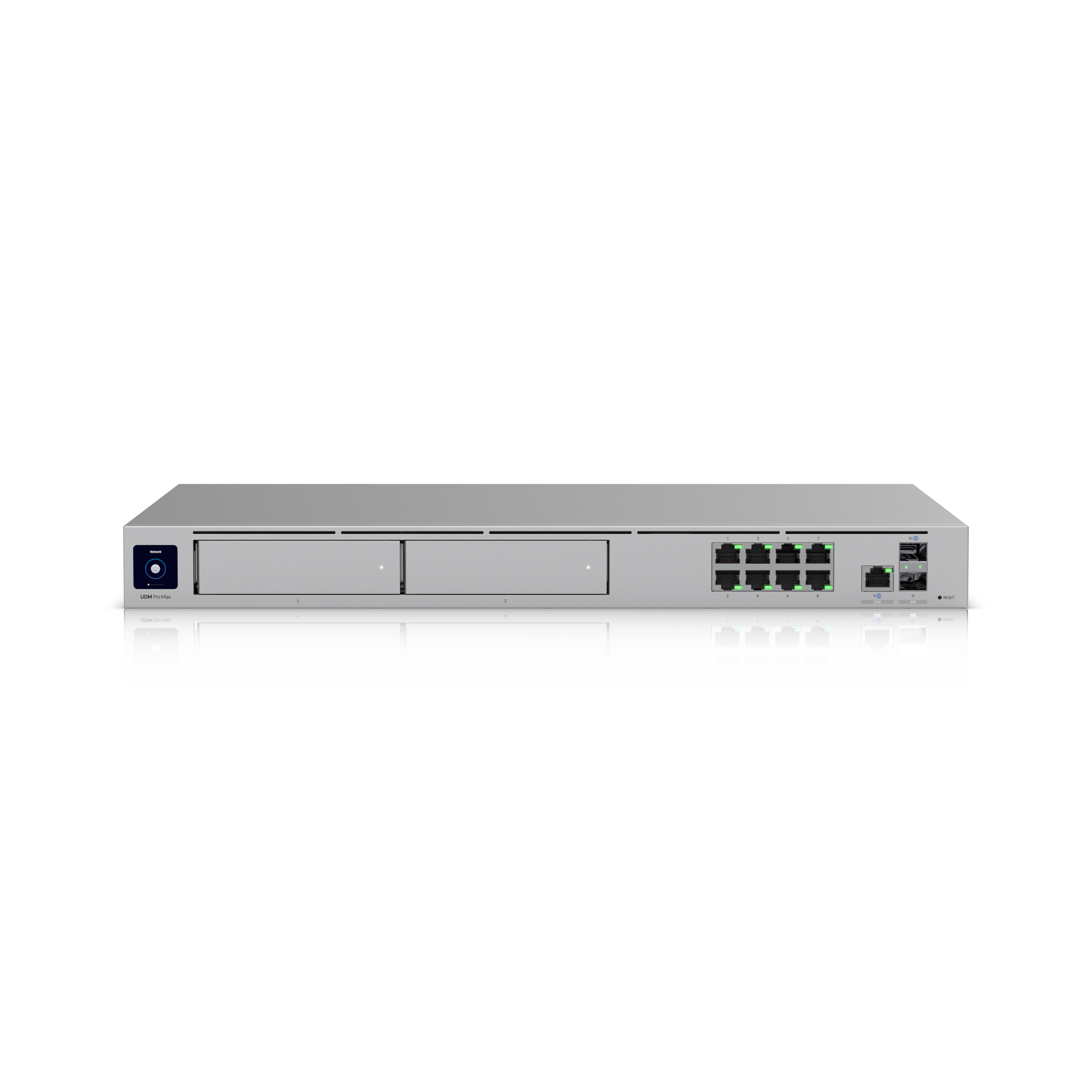 Vista frontal limpia de Ubiquiti Dream Machine Pro Max