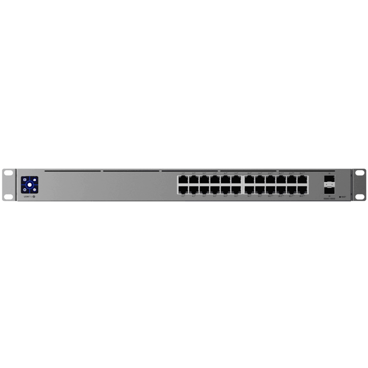 Vista frontal limpia del Ubiquiti Switch Pro 24 PoE USW-PRO-24-POE