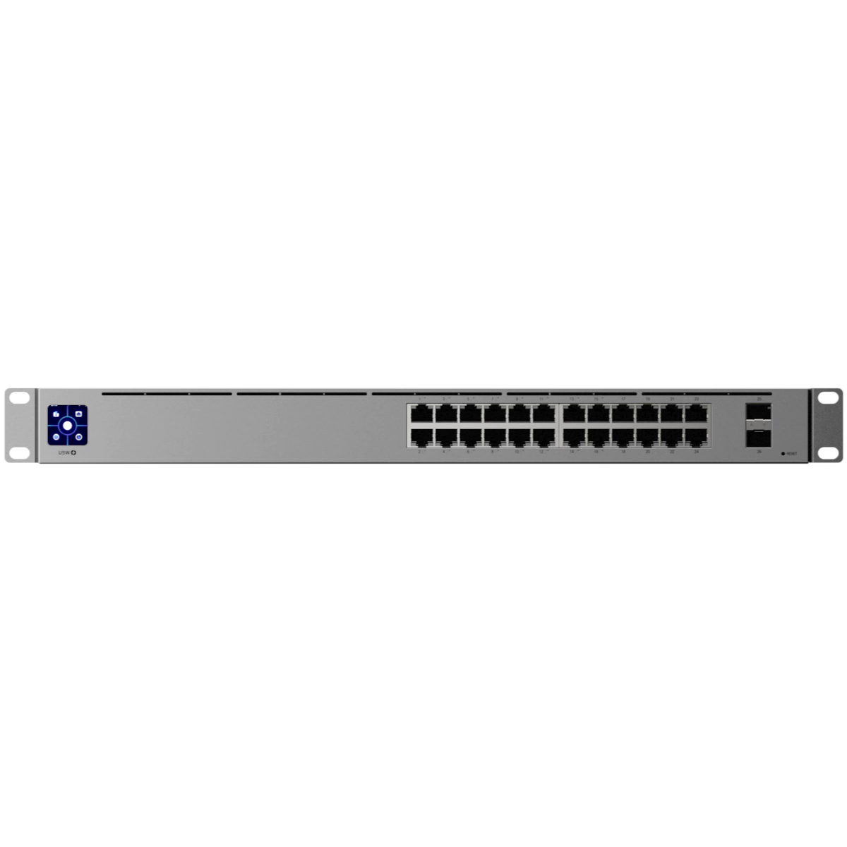 Vista frontal limpia del Ubiquiti Switch 24 PoE USW-24-POE