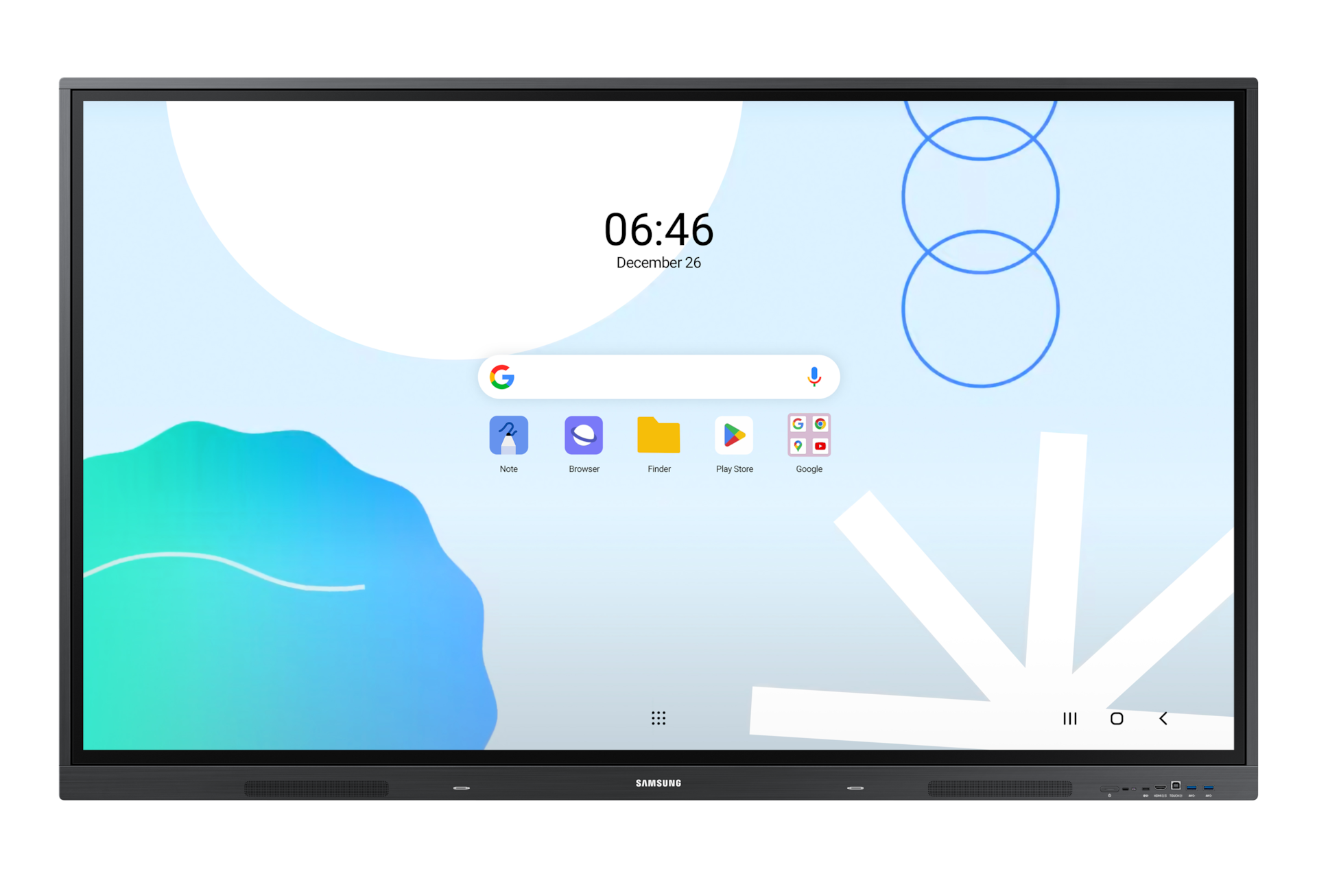 Vista frontal oficial del Samsung Interactive Display WAD 65 pulgadas LH65WADWLGCXZA
