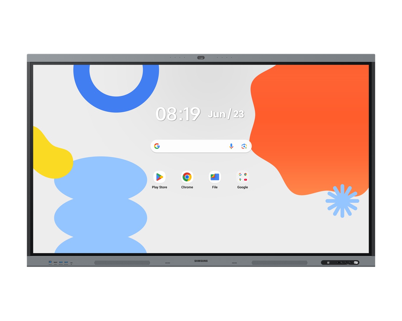 Vista frontal oficial de la pantalla interactiva Samsung WAFX-P de 86 pulgadas LH86WAFPLGCXZX