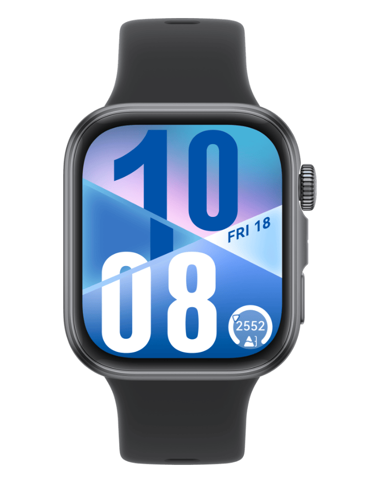Vista frontal limpia del HUAWEI WATCH FIT 4 negro