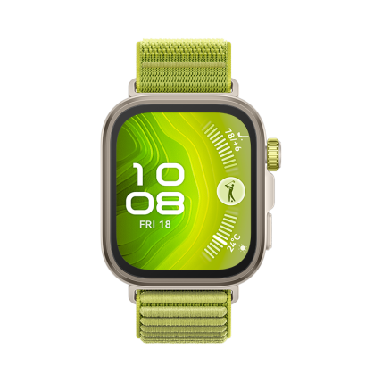 Vista frontal limpia del HUAWEI WATCH FIT 4 Pro verde