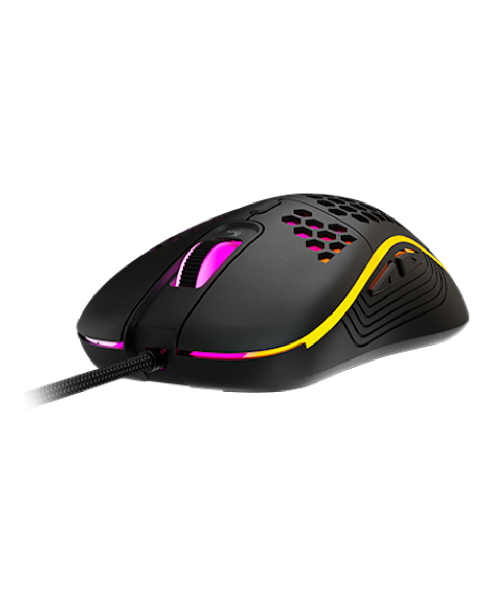 Vista angular limpia del mouse gaming Xtech Lightbuzz XTM-620