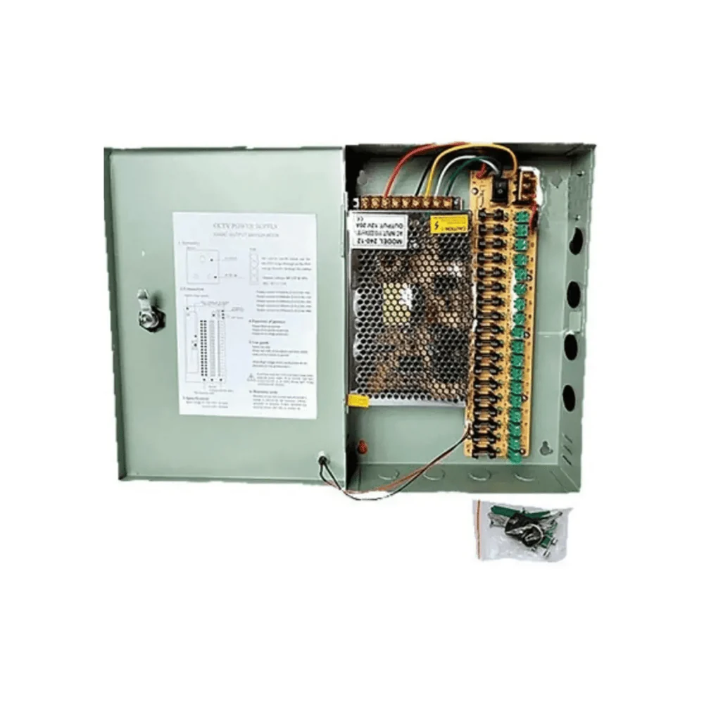 Gabinete abierto de la fuente de poder ZKTeco ZK-30A-18CH de 12 V DC con 18 salidas para CCTV